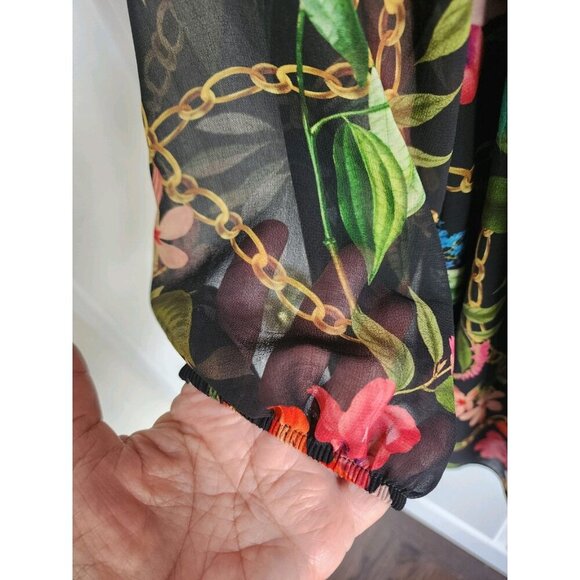 Frank Lyman Montreal Off the Shoulder Chiffon Glam Peasant Boho Blouse SZ16 - Picture 6 of 7